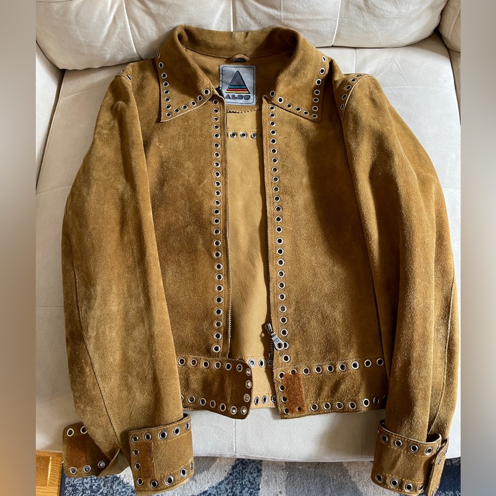 VINTAGE ALDO Suede Bohemian Light Brown Jacket, fits M